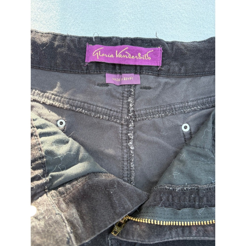 Gloria Vanderbilt Black Corduroy Wide Leg Pants Rhinestone Button Detail Womens - Picture 12 of 16